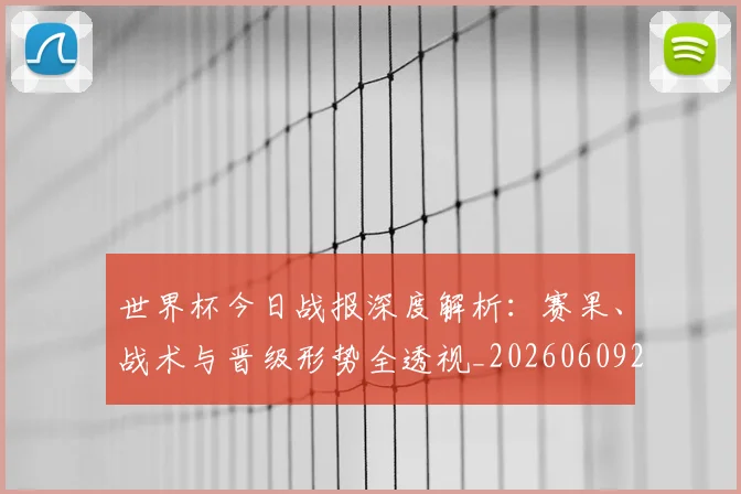 世界杯今日战报深度解析:赛果、战术与晋级形势全透视_20260609201256